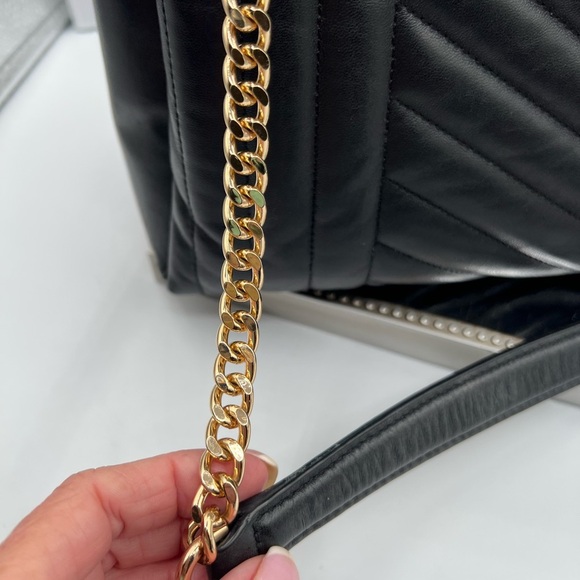 Michael Kors Black Chevron Shoulder Bag with Gold Accents - Picture 6 of 15